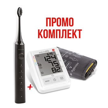 ПРОМО МИКРОЛАЙФ BP B3 AFIB АПАРАТ ЗА КРЪВНО + МИКРОЛАЙФ CLEAN S5 BLACK ЗВУКОВА ЕЛ. ЧЕТКА ЗА ЗЪБИ