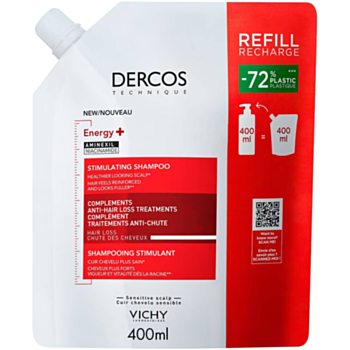 VICHY DERCOS ШАМПОАН ЕНЕРГИЗИРАЩ+ ПРИ КОСОПАД 400МЛ РЕФИЛ 902823
