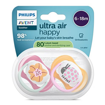 АВЕНТ ЗАЛЪГАЛКИ ОРТОДОНТИЧНИ ULTRA AIR 6-18M X 2БР КАЛИНКА SCF080/27