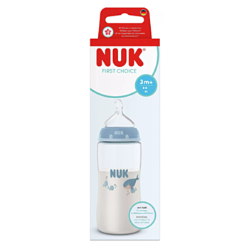 НУК FIRST CHOICE РР ШИШЕ TEMPERATURE CONTROL 300МЛ+БИБЕРОН СИЛИКОН 3+ М КИТ МОМЧЕ 10216340