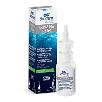*СИНОМАРИН PLUS ALGAE COLD&FLU RELIEF HYPERTONIC - СПРЕЙ ПРИ НАСТИНКА И ГРИП 30МЛ