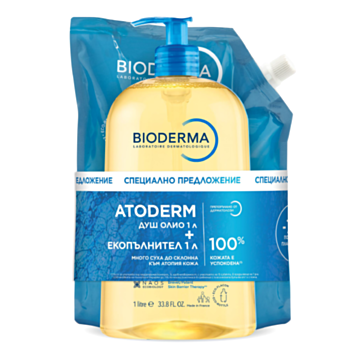 BIODERMA КОМПЛЕКТ ATODERM ДУШ ОЛИО 1Л+ЕКО ПЪЛНИТЕЛ 1Л
