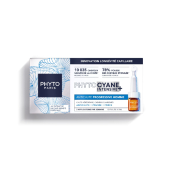 PHYTO PHYTOCYANE INTENSIVE+ ТЕРАПИЯ ПРОТИВ ПРОГРЕСИВЕН КОСОПАД ПРИ МЪЖЕ 12 АМП. Х 5МЛ