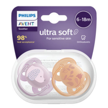АВЕНТ ЗАЛЪГАЛКИ ОРТОДОНТИЧНИ ULTRA SOFT 6-18М Х 2БР КУЧЕ SCF091/18 *