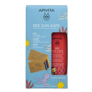 АПИВИТА СЪН КОМПЛЕКТ СПРЕЙ ЗА ДЕЦА SPF50 200МЛ+ПОДАРЪК 2БР ПЪЗЕЛ+ЦВЕТНИ МОЛИВИ