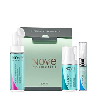 NOVE COSMETICS МИРАКЪЛ ПОЧИСТВАЩА ПЯНА + МИРАКЪЛ ХИДРАТИРАЩ КРЕМ-СЕРУМ ЗА ЛИЦЕ + ОКОЛООЧЕН КРЕМ