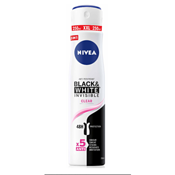 НИВЕА ДЕЗОДОРАНТ СПРЕЙ ДАМСКИ ИНВИЗИБЪЛ BLACK AND WHITE КЛИЪР XL 250МЛ/82239 А