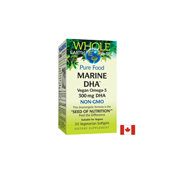 Marine DHA Vegan Omega-3 Whole Earth & Sea®/ Веган Омега-3 от микроводорасли 300 mg x 30 софтгел капсули Natural Factors