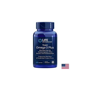 Super Omega-3 Plus / Омега-3 от рибено масло, Крил, Астаксантин, Лигнан от сусам и Маслина х 120 софтгел капсули