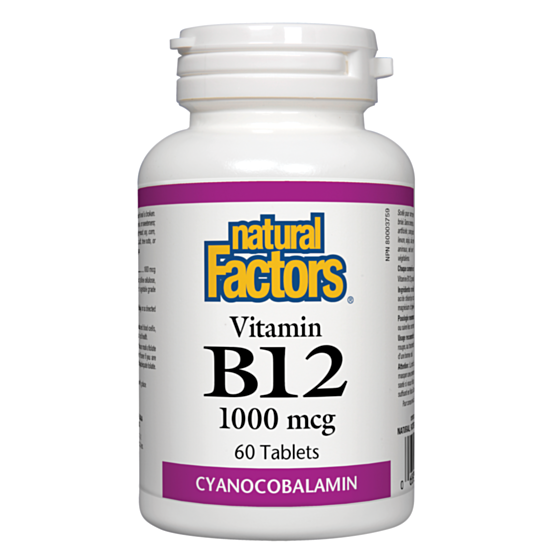 Natural Factors Vitamin B12/ Витамин В12 (цианокобаламин) 1000 mcg х 60 таблетки