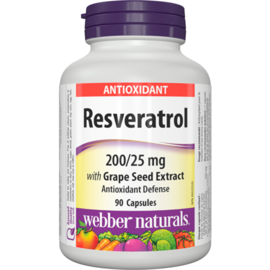 Webber Resveratrol with Grape Seed Extract / РЕСВЕРАТРОЛ 200МГ + ГРОЗДОВО СЕМЕ 25МГ КАПС. Х 90