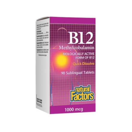 NATURAL FACTORS Vitamin B12 Cyanocobalamin / ВИТАМИН В12 ЦИАНОКОБАЛАМИН ТАБЛ. Х 90