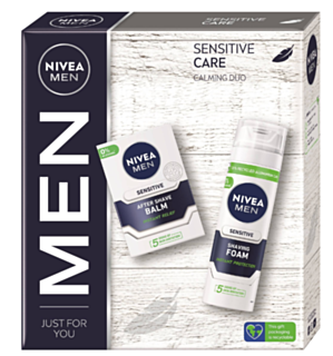 НИВЕА КОМПЛЕКТ МЕН SENSITIVE CARE БАЛСАМ ЗА СЛЕД БРЪСНЕНЕ 100МЛ+ПЯНА ЗА БРЪСНЕНЕ 200МЛ