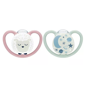 НУК ЗАЛЪГАЛКА SPACE/NIGHT СИЛИКОН 18М+ 2БР+КУТИЯ ОВЦА 10177213