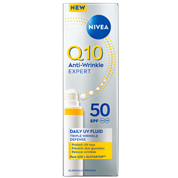 НИВЕА Q10 UV ФЛУИД ПРОТИВ ГЛИКАЦИЯ И БРЪЧКИ SPF50 40МЛ