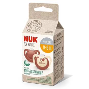 НУК NATURE ЗАЛЪГАЛКА СИЛИКОН 0-6М Х2БР ЧЕРВЕНА 10175294