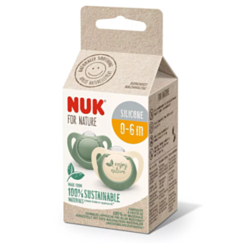 НУК NATURE ЗАЛЪГАЛКА СИЛИКОН 0-6М Х2БР ЗЕЛЕНА 10175296