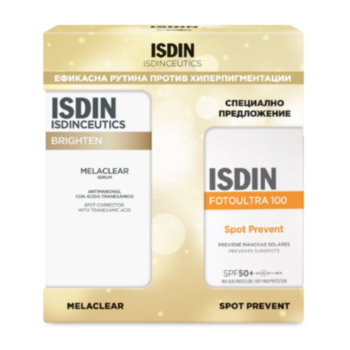 ИСДИН КОМПЛЕКТ MELACLEAR СЕРУМ ПРОТИВ ХИПЕРПИГМЕНТАЦИИ 30МЛ+FOTOULTRA 100 СПОТ ПРЕВЕНТ ФЛУИД SPF50+ 