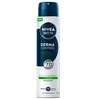 НИВЕА ДЕЗОДОРАНТ СПРЕЙ МЪЖКИ DERMA CONTROL SENSITIVE XL 250МЛ 82847