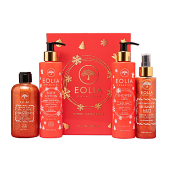 EOLIA КОМПЛЕКТ MELOMAKARONO ЛОСИОН ЗА ТЯЛО 250МЛ+ДУШ ГЕЛ 250МЛ+МИСТ С БЛЯСЪК 150МЛ+СКРАБ 250МЛ