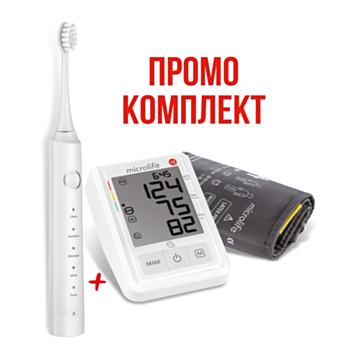 ПРОМО МИКРОЛАЙФ BP B3 AFIB АПАРАТ ЗА КРЪВНО + МИКРОЛАЙФ CLEAN S5 WHITE ЗВУКОВА ЕЛ. ЧЕТКА ЗА ЗЪБИ