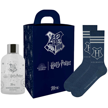 ХАРИ ПОТЪР КОМПЛЕКТ NOX ПАРФЮМЕН ДУШ ГЕЛ 300МЛ+"HOGWARTS" МАГИЧНИ ЧОРАПИ