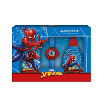 НАТУРАВЕРДЕ КОМПЛЕКТ СПАЙДЪРМЕН ДУШ ГЕЛ ЗА КОСА И ТЯЛО 250МЛ+ТЕЧЕН САПУН 300МЛ+ЧАСОВНИК ПРОТЕКТОР