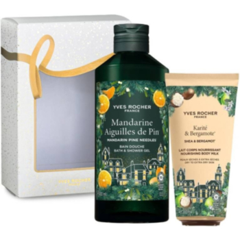 ИВ РОШЕ КОМПЛЕКТ МАНДАРИНА И БОРОВИ ИГЛИЧКИ ДУШ ГЕЛ 400МЛ+МЛЯКО ЗА ТЯЛО КАРИТЕ 200МЛ