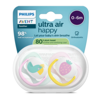 АВЕНТ ЗАЛЪГАЛКИ ОРТОДОНТИЧНИ ULTRA AIR 0-6M X 2БР ЯГОДА SCF080/24