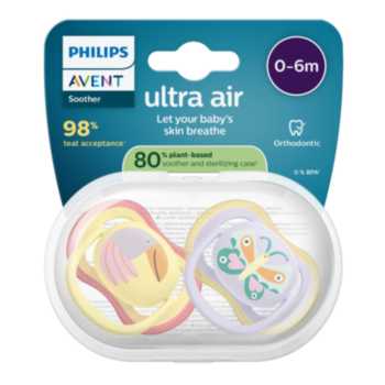 АВЕНТ ЗАЛЪГАЛКИ ОРТОДОНТИЧНИ ULTRA AIR 0-6M X 2БР ПЕПЕРУДА SCF087/04