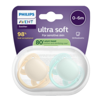 АВЕНТ ЗАЛЪГАЛКИ ОРТОДОНТИЧНИ ULTRA SOFT 0-6M X 2БР МОМЧЕ SCF091/40