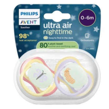 АВЕНТ ЗАЛЪГАЛКИ ОРТОДОНТИЧНИ ULTRA AIR НОЩНА 0-6M X 2БР ПЕПЕРУДА SCF376/25