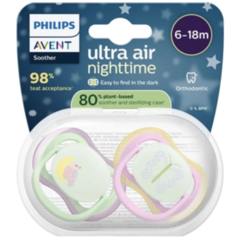 АВЕНТ ЗАЛЪГАЛКИ ОРТОДОНТИЧНИ ULTRA AIR НОЩНА 6-18M X 2БР ЖИВОТНИ МОМИЧЕ SCF376/29