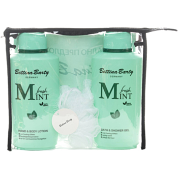 БЕТИНА БАРТИ КОМПЛЕКТ FRESH MINT ДУШ ГЕЛ 500МЛ+ЛОСИОН ЗА ТЯЛО 500МЛ+ГЪБА+НЕСЕСЕР