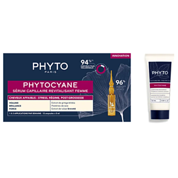 ФИТО КОМПЛЕКТ ФИТОЦИАН ТЕРАПИЯ ПРОТИВ РЕАКТИВЕН КОСОПАД ПРИ ЖЕНИ 12 АМПУЛИ Х 5МЛ+ШАМПОАН 100МЛ