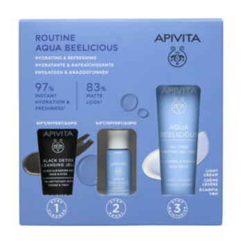АПИВИТА КОМПЛЕКТ AQUA BEELICIOU ГЕЛ-КРЕМ 40МЛ+ХИДРАТИРАЩ БУСТЕР 10МЛ+ЧЕРЕН ПОЧИСТВАЩ ГЕЛ 15МЛ