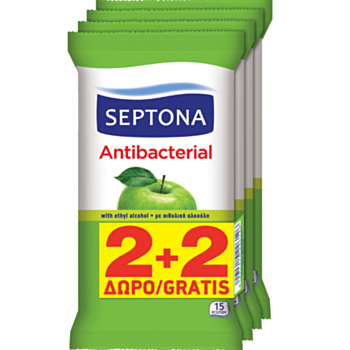 СЕПТОНА АНТИБАКТЕРИАЛНИ МОКРИ КЪРПИ ЯБЪЛКА 2+2