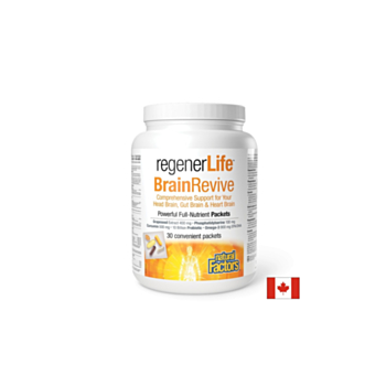 30 дневна програма в подкрепа на когнитивното и мозъчно здраве - Rеgener Life™ BrainRevive, 30 индивидуално опаковани пакетчета Natural Factors 627765019054