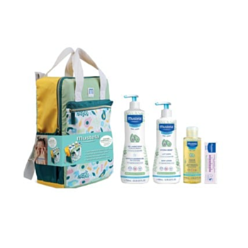 МУСТЕЛА КОМПЛЕКТ ЗА НОВОРОДЕНО( ГЕЛ 750МЛ+ ХИДРА БЕБЕ 500МЛ+МАСАЖНО ОЛИО 100МЛ+КРЕМ ПОДСИЧАНЕ 100МЛ)