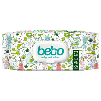 БЕБО МОКРИ КЪРПИ БЕБЕШКИ АЛОЕ ВЕРА С КАПАК 72 БР