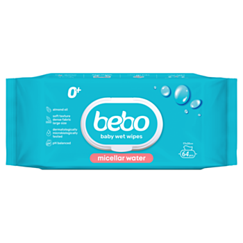 БЕБО ВЛАЖНИ КЪРПИ С МИЦЕЛАРНА ВОДА X 64 БР