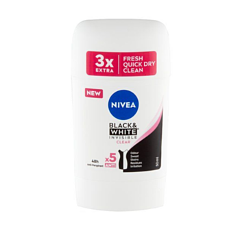 НИВЕА ДЕЗОДОРАНТ СТИК ДАМСКИ INVISIBLE ON BLACK AND WHITE CLEAR 50МЛ 84153 В