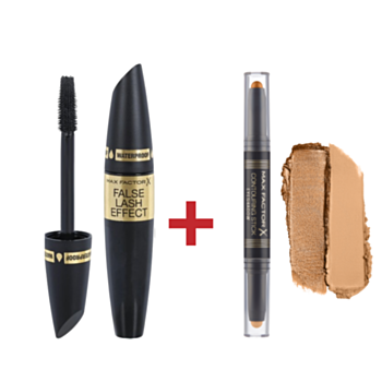 МФ КОМПЛЕКТ СПИРАЛА ФОЛС ЛАШ ЕФЕКТ ЧЕРНА ВОДОУСТОЙЧИВА 13МЛ + СЕНКИ ЗА ОЧИ СТИК ДАБЪЛ ЕНДЕД-006