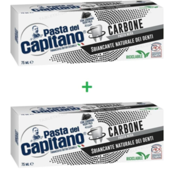 ПАСТА ДЕЛ КАПИТАНО КОМПЛЕКТ ПАСТА ЗА ЗЪБИ С АКТИВЕН ВЪГЛЕН 75МЛ Х2