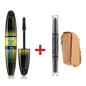 МФ КОМПЛЕКТ СПИРАЛА ФОЛС ЛАШ ЕФЕКТ XXL 13МЛ + СЕНКИ ЗА ОЧИ СТИК ДАБЪЛ ЕНДЕД-006