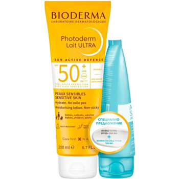 БИОДЕРМА КОМПЛЕКТ ФОТОДЕРМ МЛЯКО УЛТРА SPF50 200МЛ+МЛЯКО АПРЕ СОЛЕЙ ЗА СЛЕД СЛЪНЦЕ 100МЛ В