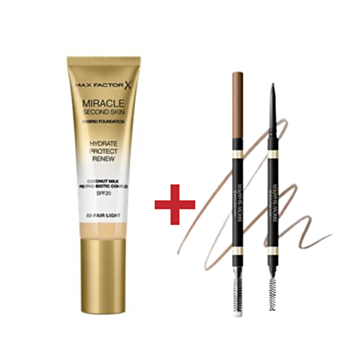 МФ КОМПЛЕКТ ФДТ МИРИКЪЛ ТЪЧ СКИН ПЕРФЕКТОР 002 + МОЛИВ ЗА ВЕЖДИ БРАУН ШЕЙПЪР 10