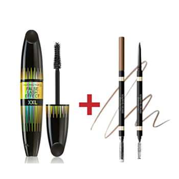 МФ КОМПЛЕКТ СПИРАЛА ФОЛС ЛАШ ЕФЕКТ XXL 13МЛ + МОЛИВ ЗА ВЕЖДИ БРАУН ШЕЙПЪР 10