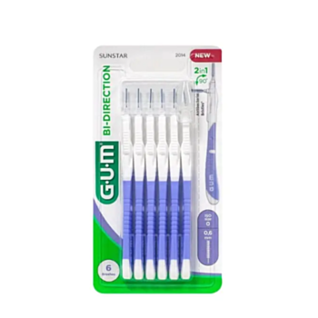 ГЪМ 16927 ИНТЕРДЕНТАЛНИ ЧEТКА ЗА ЗЪБИ БИ-ДИРЕКШЪН  0.6ММ Х 6БР ЛИЛАВА
