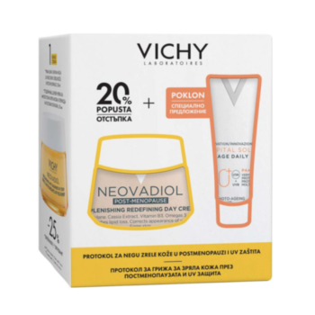 ВИШИ КОМПЛЕКТ НЕОВАДИОЛ ПОСТ-МЕНОПАУЗА ДНЕВЕН КРЕМ 50МЛ+SOLEIL SPF50+ UV-AGE ФЛУИД 15МЛ B